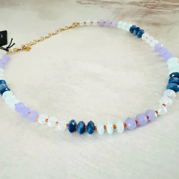 Nordstrom Color Pop Beaded Necklace - Blue, Aqua, Lavender - Colorful, Unique - Picture 3 of 9